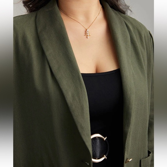 BloomChic Plus Size 4XL Plisse Lapel Collar Patched Pocket Blazer us26 - Picture 5 of 7